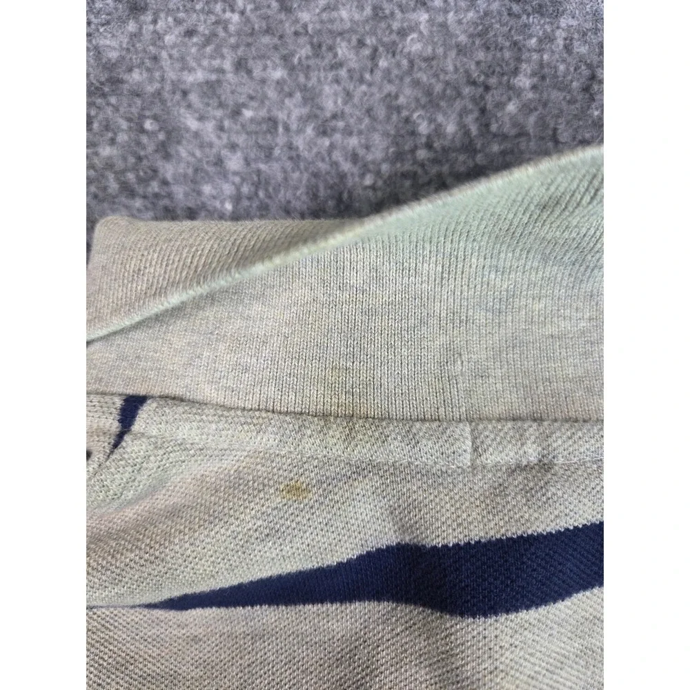 Polo Ralph Lauren Polo Shirt Mens XXL Grey Navy Blue Striped Short Sleeve Cotton